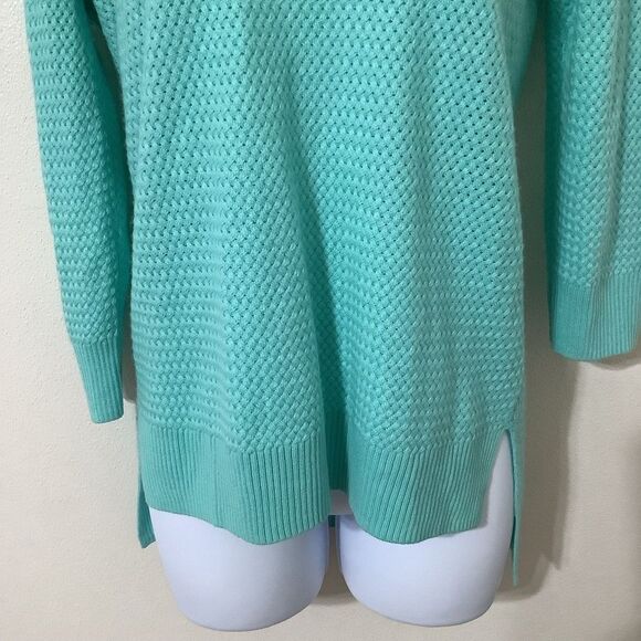 Teal Retro Wintercore Cabincore Holiday Feminine Winter Sparkly Knit Sweater XS - Picture 3 of 16
